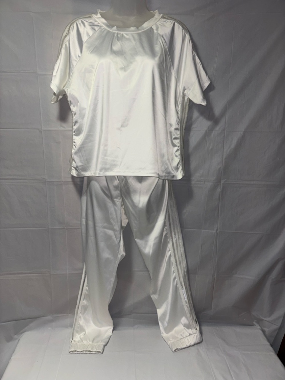 White Satin Two-Piece Lounge Set